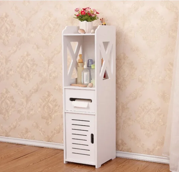 Dulap baie, Mufart, 2 rafturi, 1 sertar, 1 usa, alb, 25x21.5x80 cm - imagine 7