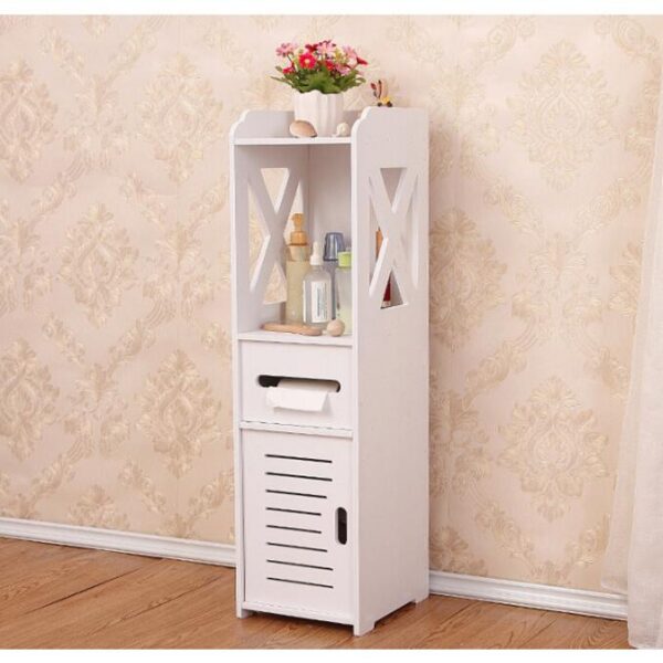 Dulap baie, Mufart, 2 rafturi, 1 sertar, 1 usa, alb, 25x21.5x80 cm - imagine 2