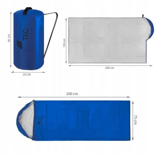 Sac de dormit, 2 in 1, impermeabil, albastru, 150x200 cm, Malatec - imagine 3