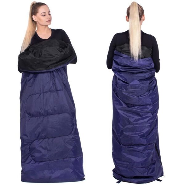 Sac de dormit, turistic, 2 in 1, albastru, 190x73 cm, Springos - imagine 7
