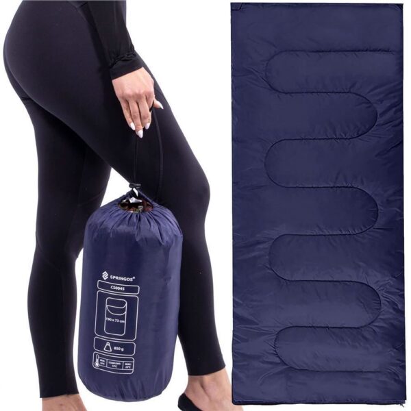 Sac de dormit, turistic, 2 in 1, albastru, 190x73 cm, Springos - imagine 6