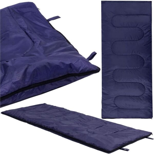 Sac de dormit, turistic, 2 in 1, albastru, 190x73 cm, Springos - imagine 5