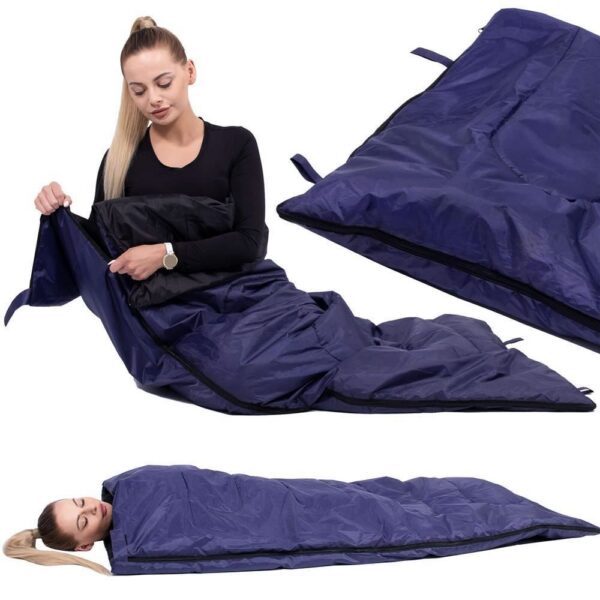 Sac de dormit, turistic, 2 in 1, albastru, 190x73 cm, Springos - imagine 4