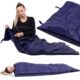 Sac de dormit, turistic, 2 in 1, albastru, 190x73 cm, Springos - imagine 4