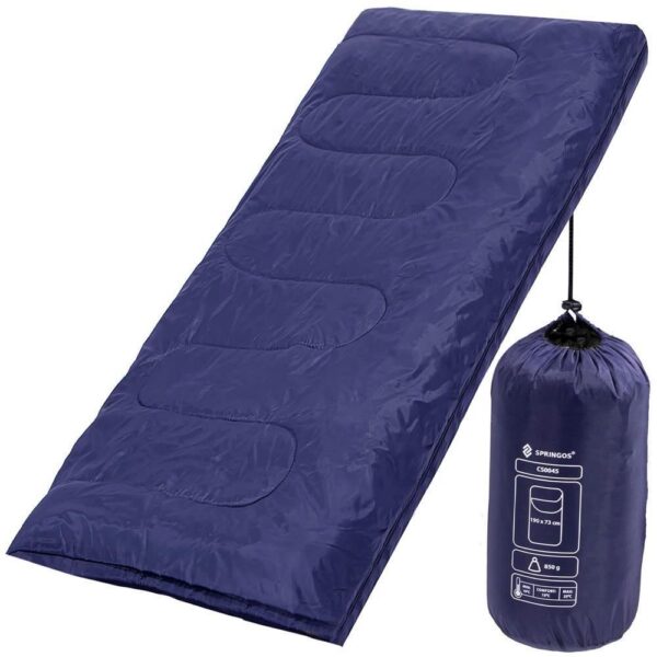 Sac de dormit, turistic, 2 in 1, albastru, 190x73 cm, Springos - imagine 23