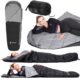 Sac de dormit, turistic, negru si gri, 220x50/80 cm, Springos - imagine 8