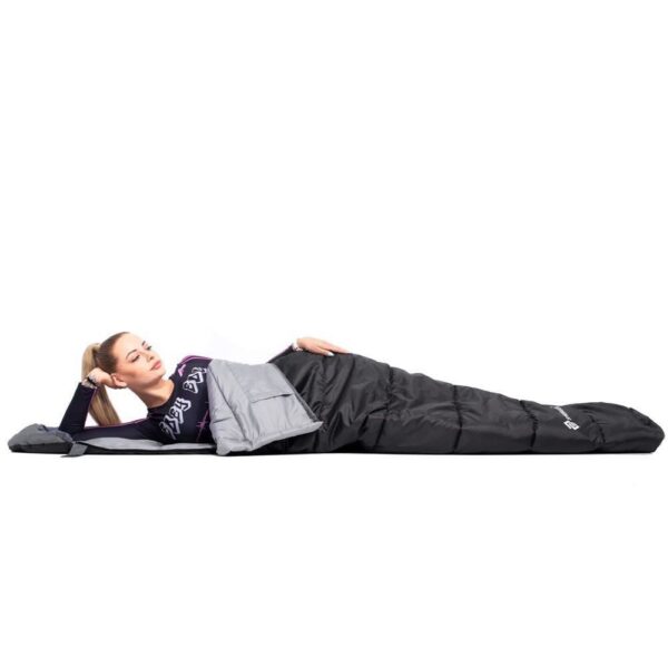 Sac de dormit, turistic, negru si gri, 220x50/80 cm, Springos - imagine 5