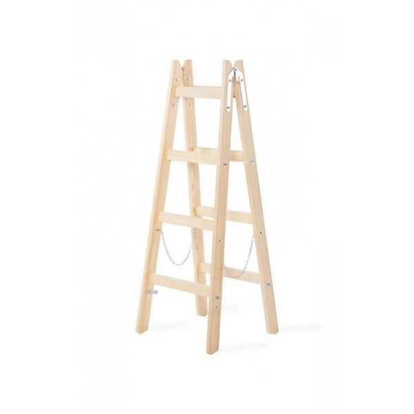 Scara lemn, 2 tronsoane, 4 trepte, carlig pentru galeata, max 150 kg, 1.32 m, Strend Pro - imagine 8