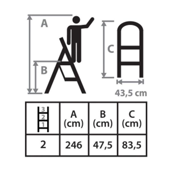 Scara otel, 2 trepte, max 150 kg, 0.47 m, Strend Pro - imagine 3