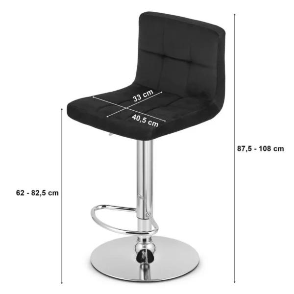 Scaun de bucatarie/bar, Artool, Prot, rotativ, catifea, negru, 41x44x87.5-108 cm - imagine 7