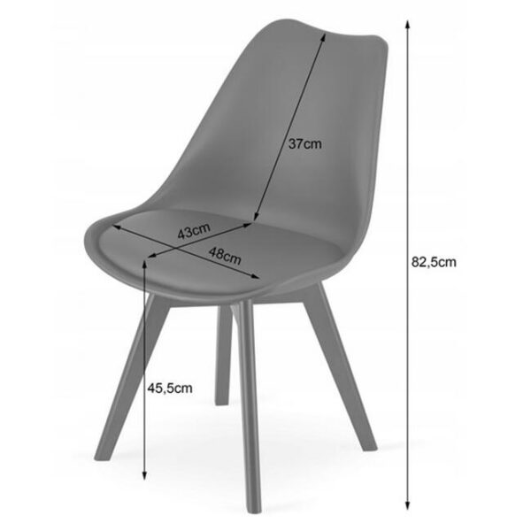 Scaun bucatarie/living, Artool, Mark, PP, lemn, gri si negru, 49x55.5x82.5 cm - imagine 3