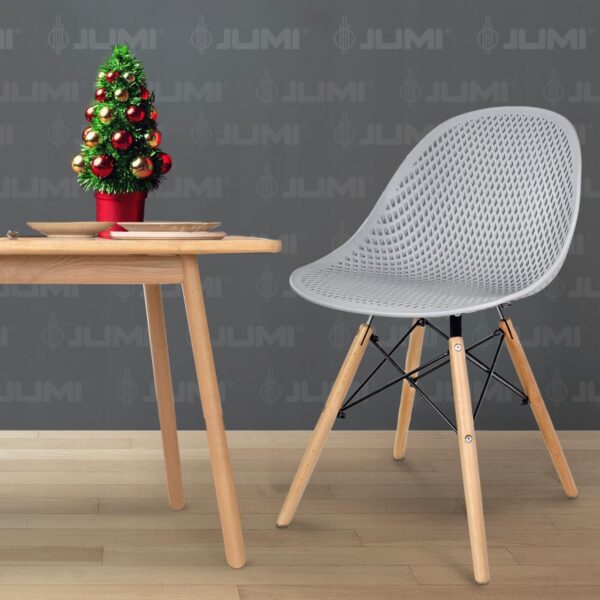 Scaun stil scandinav, PP, lemn, gri, 45x56x77 cm, Cava - imagine 4