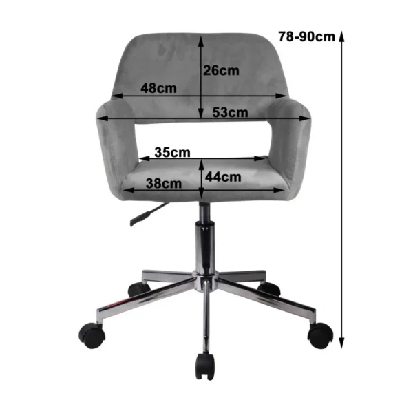 Scaun rotativ, catifea, roz, max 120 kg, 58x60x78/90 cm - imagine 6