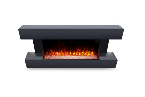Semineu Electric Luxe Fire 3D cu Sunet busteni, Smart WIFI, 7 teme de culoare, Functie incalzire, Telecomanda, Timer, 1000W/ 2000W, Gri - imagine 3