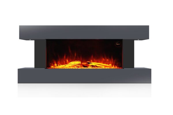 Semineu Electric Luxe Fire 3D cu Sunet busteni, Smart WIFI, 7 teme de culoare, Functie incalzire, Telecomanda, Timer, 1000W/ 2000W, Gri - imagine 9