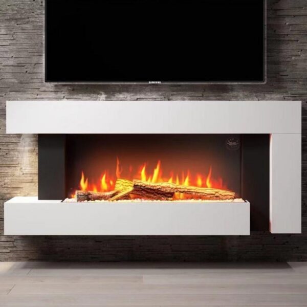 Semineu Electric Luxe Fire Elegance 3D, Studio Sound, Smart WIFI, 132 cm, 7 teme de culoare, Functie incalzire, Telecomanda, Timer, 1000W/ 2000W, alb - imagine 4