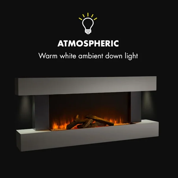 Semineu Electric Luxe Fire 3D cu Sunet busteni, Smart WIFI, 7 teme de culoare, Functie incalzire, Telecomanda, Timer, 1000W/ 2000W, Gri - imagine 5