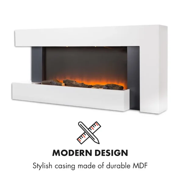 Semineu Electric Luxe Fire Elegance 3D, Studio Sound, Smart WIFI, 132 cm, 7 teme de culoare, Functie incalzire, Telecomanda, Timer, 1000W/ 2000W, alb - imagine 15