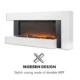 Semineu Electric Luxe Fire Elegance 3D, Studio Sound, Smart WIFI, 132 cm, 7 teme de culoare, Functie incalzire, Telecomanda, Timer, 1000W/ 2000W, alb - imagine 15