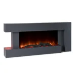 Semineu Electric Luxe Fire Elegance 3D cu Sunet busteni, Smart WIFI, 132 cm, 7 teme de culoare, Functie incalzire, Telecomanda, Timer, 1000W/ 2000W, Gri