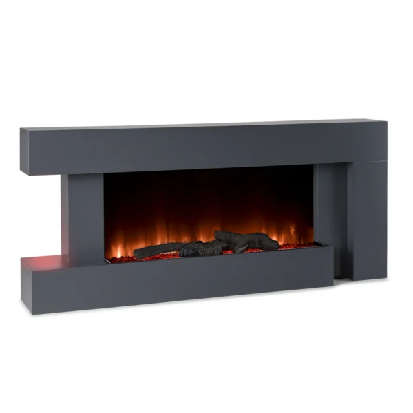 Semineu Electric Luxe Fire Elegance 3D cu Sunet busteni, Smart WIFI, 132 cm, 7 teme de culoare, Functie incalzire, Telecomanda, Timer, 1000W/ 2000W, Gri - imagine 1