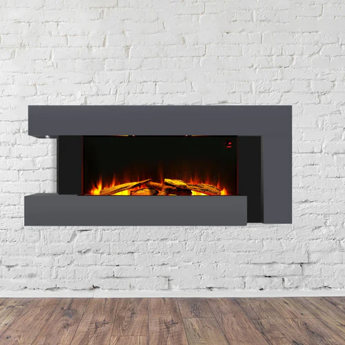 Semineu Electric Luxe Fire Elegance 3D cu Sunet busteni Smart WIFI 7 teme de culoare Functie incalzire Telecomanda Timer 1000W 2000W Gri 2