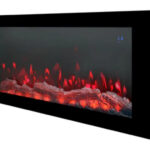 Semineu Electric de Perete 3D cu Sunet busteni, Smart WI-FI, 7 culori si 5 nivele de intensitate a flacarilor, Telecomanda