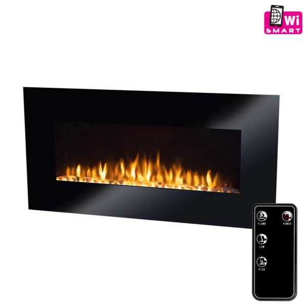 Semineu Electric de perete 3D Home, Smart WIFI, 7 teme de culoare, Functie incalzire, Telecomanda, Timer, 2000W, dimensiuni 100 x 50 cm - imagine 4
