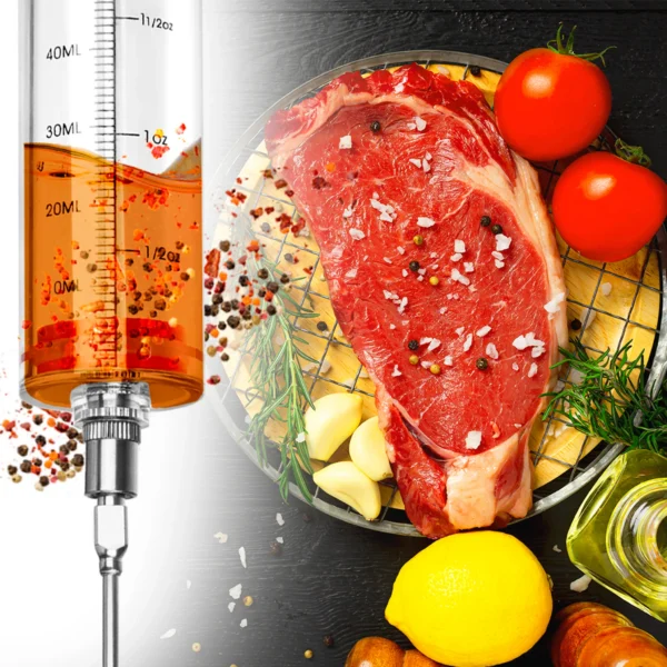 Seringa pentru injectat carnea cu marinada, 3 ace, 50 ml, rosie - imagine 2