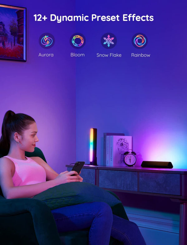 Set 2 buc lampa LED Govee Flow Plus Light Bars, WiFi si Bluetooth, TV Ambient, Alexa si Google Assistant - imagine 6