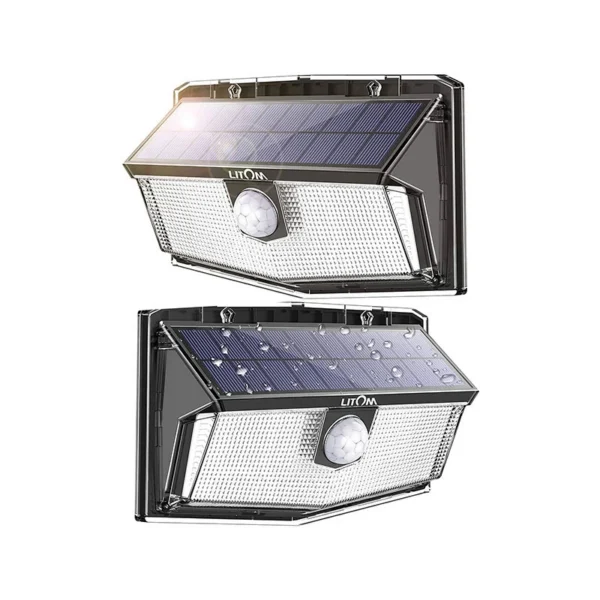 Set 2 lampi solare LITOM LTCD217, 300 LED-uri, senzor de miscare, incarcare solara - imagine 1