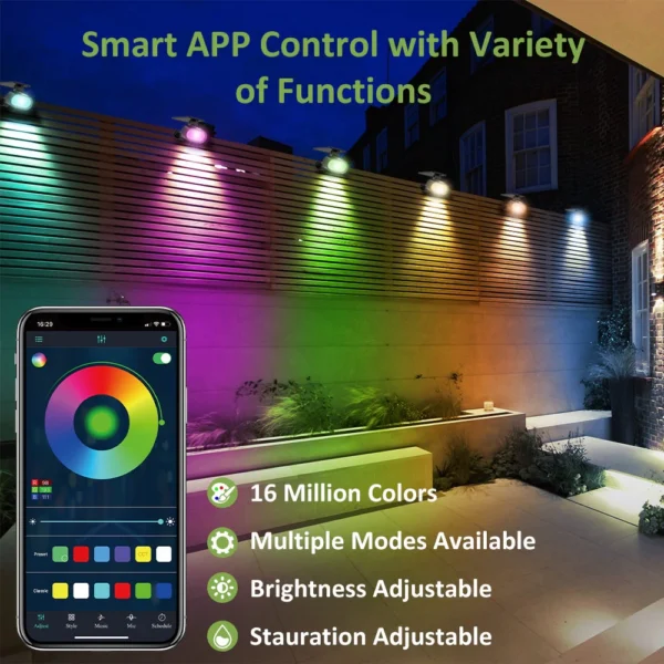 Set 2 lampi solare Novostella RGB Inteligente, Bluetooth, Control Aplicatie, sincronizare muzica, Senzor amurg, Panou reglabil - imagine 2