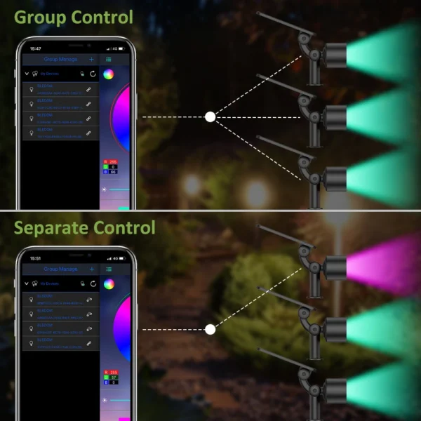 Set 2 lampi solare Novostella RGB Inteligente, Bluetooth, Control Aplicatie, sincronizare muzica, Senzor amurg, Panou reglabil - imagine 7