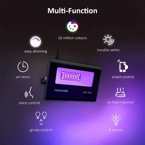 Set 2 proiectoare de podea LED RGB Novostella, Smart, Wifi, Alexa,Google, 20W, Exterior IP66 waterproof - imagine 10