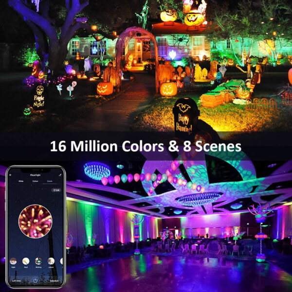 Set 2 proiectoare de podea LED RGB Novostella, Smart, Wifi, Alexa,Google, 20W, Exterior IP66 waterproof - imagine 6
