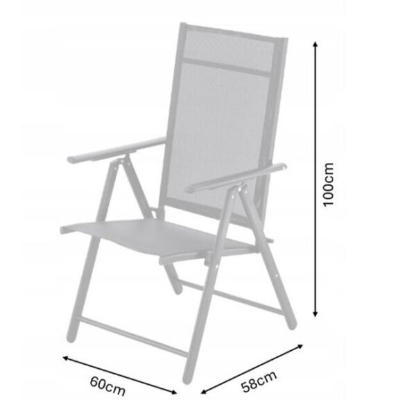 Scaun gradina/terasa, pliabil, otel, negru, 60x58x100 cm, Chomik - imagine 4
