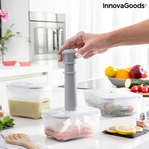 Set 3 recipiente pentru ambalare sub vid cu pompa manuala Vacse Innovagoods 11