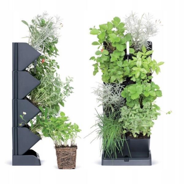 Ghivece decorative de flori, modular, antracit, 4x1 L, set 4 buc, 19.5x11.4x47.5 cm, Mini Cascade - imagine 6