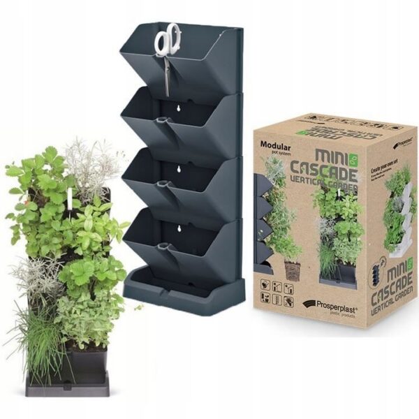 Ghivece decorative de flori, modular, antracit, 4x1 L, set 4 buc, 19.5x11.4x47.5 cm, Mini Cascade - imagine 5