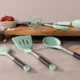 Set 9 ustensile Cecotec Polka Experience de bucatarie din silicon termorezistent, maner din Inox, albastru pastel - imagine 2
