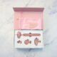 Set Roller pentru Masaj Facial cu Vibratii, cu 4 Capete Interschimbabile din Quartz Roz si Piatra Gua Sha - imagine 3