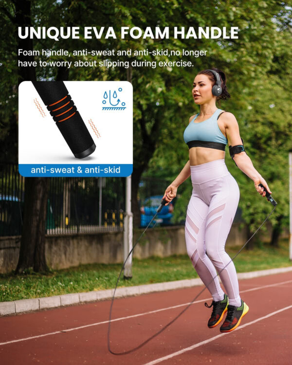 Set coarda pentru sarit Smart Renpho Q001, 4 moduri, Bluetooth, analiza datelor in aplicatie, Adulti, Copii - imagine 2