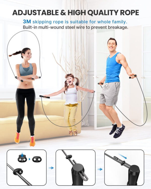 Set coarda pentru sarit Smart Renpho Q001, 4 moduri, Bluetooth, analiza datelor in aplicatie, Adulti, Copii - imagine 5
