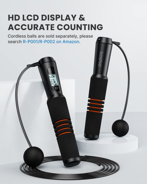 Set coarda pentru sarit Smart Renpho Q001, 4 moduri, Bluetooth, analiza datelor in aplicatie, Adulti, Copii - imagine 9