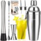 Set complet bartending profesional 6 piese, shaker 700 ml, inox, argintiu
