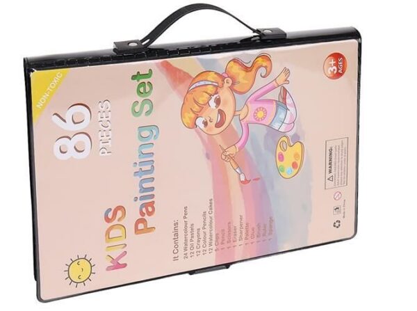 Set complet de Pictura si Desen KIDS PAINTING, roz, 86 de Piese compartimentate in valiza - imagine 12