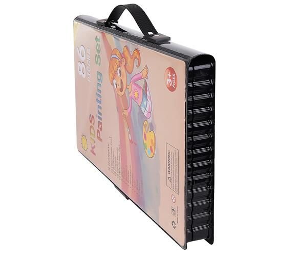 Set complet de Pictura si Desen KIDS PAINTING roz 86 de Piese compartimentate in valiza 12