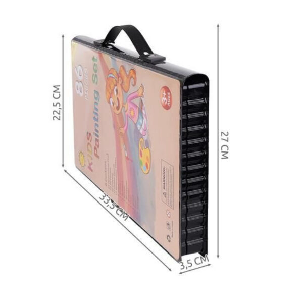 Set complet de Pictura si Desen KIDS PAINTING, roz, 86 de Piese compartimentate in valiza - imagine 9