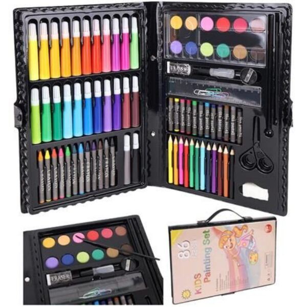 Set complet de Pictura si Desen KIDS PAINTING, roz, 86 de Piese compartimentate in valiza - imagine 10