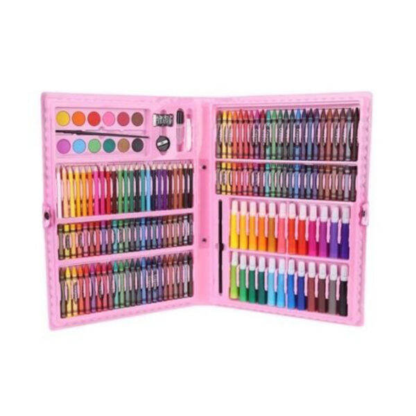 Set creativ pentru desen si pictura, 168 piese, Roz/Multicolor - imagine 1
